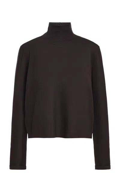 Calvin Klein Collection Irene Turtleneck Silk Sweater In Brown