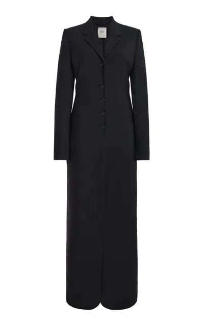 Calvin Klein Collection Jade Single-breasted Wool Coat In Blue