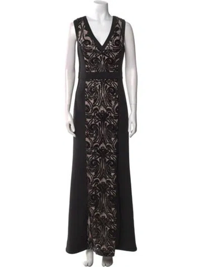 Pre-owned Calvin Klein Collection Lace Pattern Long Dress In Black