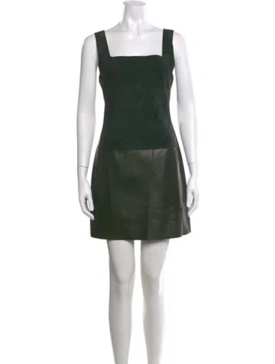 Pre-owned Calvin Klein Collection Lamb Leather Mini Dress In Green