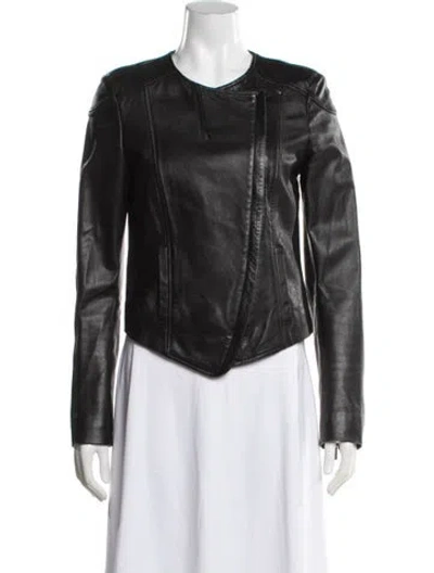 Pre-owned Calvin Klein Collection Lambskin Biker Jacket In Black