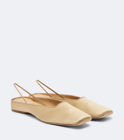 Calvin Klein Collection Lana Satin Slingback Flats In Beige