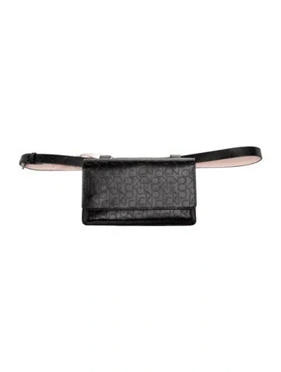 Pre-owned Calvin Klein Collection Leather Belt Bag In Black