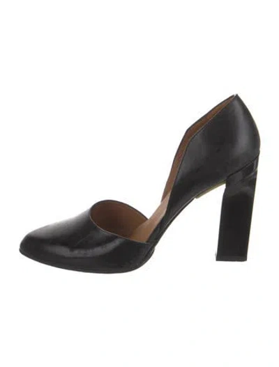 Pre-owned Calvin Klein Collection Leather D'orsay Pumps In Black
