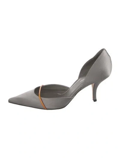 Pre-owned Calvin Klein Collection Leather D'orsay Pumps In Gray