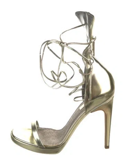 Pre-owned Calvin Klein Collection Leather Gladiator Sandals In Silver