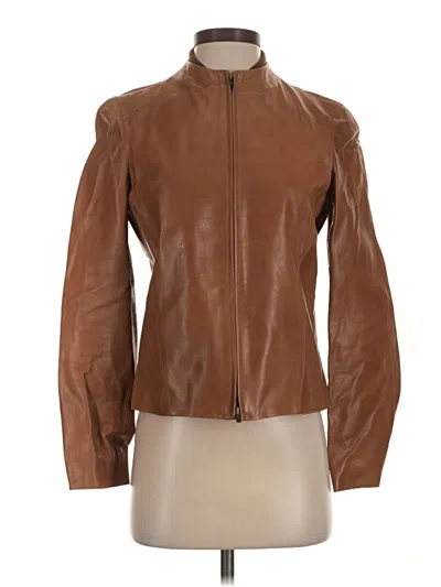 Pre-owned Calvin Klein Collection Leather Jacket In Brown