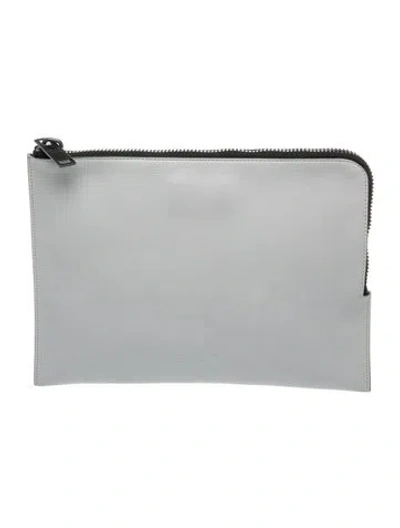 Pre-owned Calvin Klein Collection Leather Portfolio In Grey