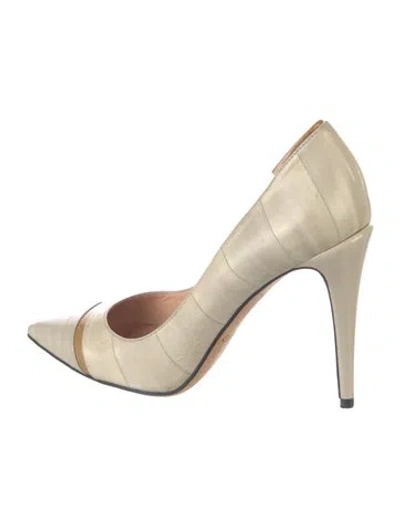 Pre-owned Calvin Klein Collection Leather Printed Pumps In Neutral