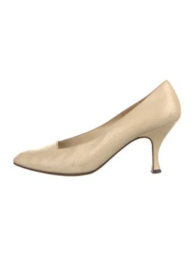 Pre-owned Calvin Klein Collection Leather Pumps In Neutrals