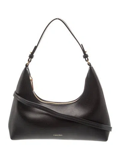 Pre-owned Calvin Klein Collection Leather Shoulder Bag In Black