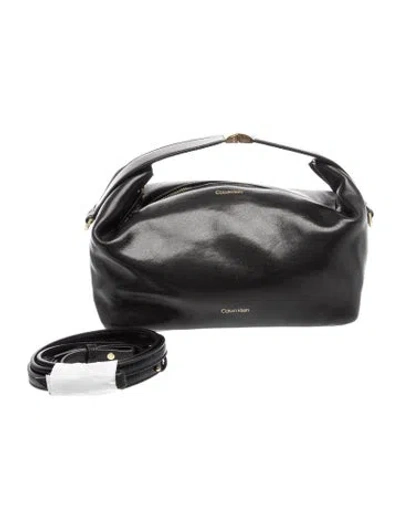 Pre-owned Calvin Klein Collection Leather Top Handle Bag In Black