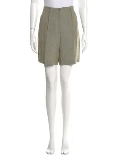 Pre-owned Calvin Klein Collection Linen Mini Shorts In Green