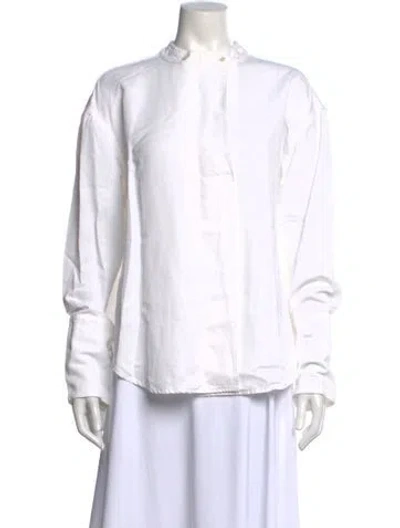 Pre-owned Calvin Klein Collection Long Sleeve Blouse In White