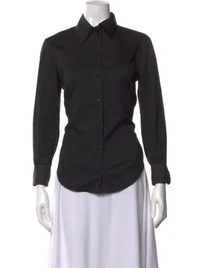 Pre-owned Calvin Klein Collection Long Sleeve Button-up Top In Blue