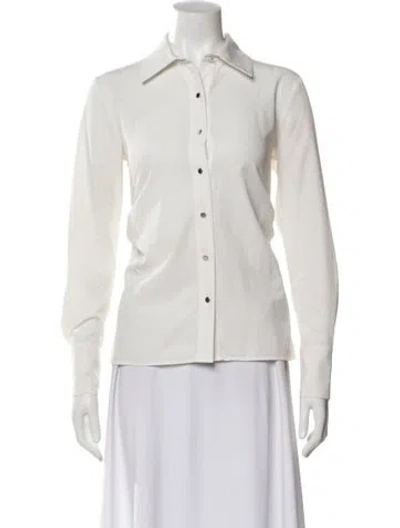 Pre-owned Calvin Klein Collection Long Sleeve Button-up Top In Neutral