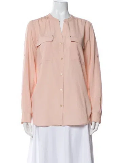 Pre-owned Calvin Klein Collection Long Sleeve Button-up Top In Pink