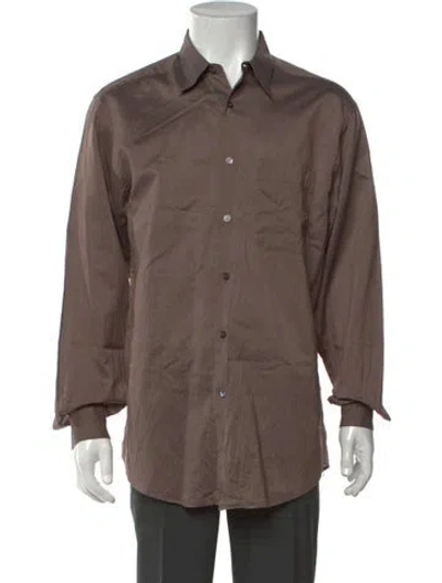Pre-owned Calvin Klein Collection Long Sleeve Dress Shirt In Brown