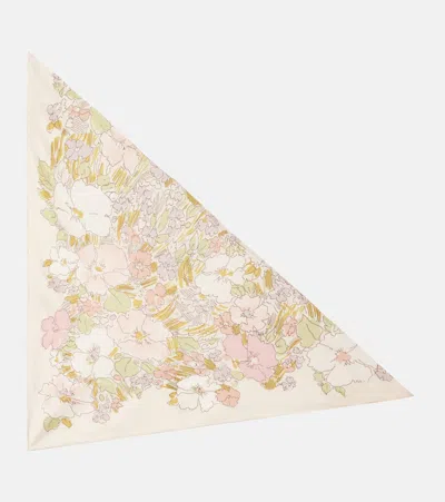 Calvin Klein Collection Lorelai Floral Silk Scarf In White