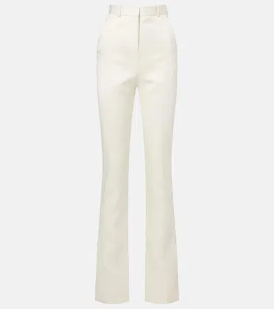 Calvin Klein Collection Lucia High-rise Wool And Silk Slim Pants In White
