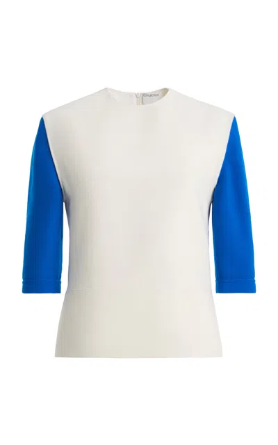 Calvin Klein Collection Lyra Colorblock Silk Top In White