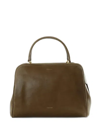 Calvin Klein Collection Medium America Logo-print Tote Bag In Brown