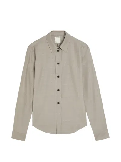 Calvin Klein Collection Melange-effect Long-sleeve Shirt In Green