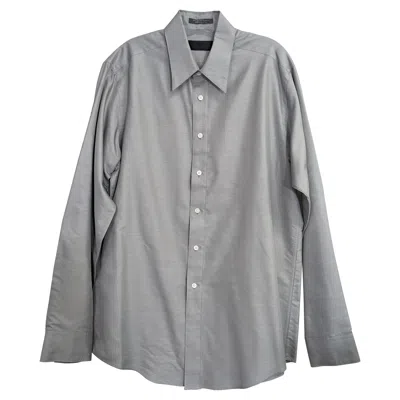 Pre-owned Calvin Klein Collection Mens Cashmere And Silk Dress Shirt In Gray
