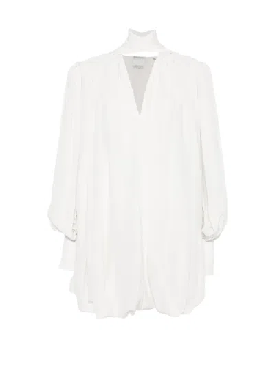 Calvin Klein Collection Mini Allegra Pleated-bubble Dress In White