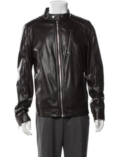 Pre-owned Calvin Klein Collection Moto Jacket In Brown