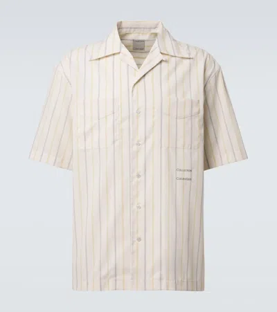 Calvin Klein Collection Nathaniel Striped Bowling Shirt In White