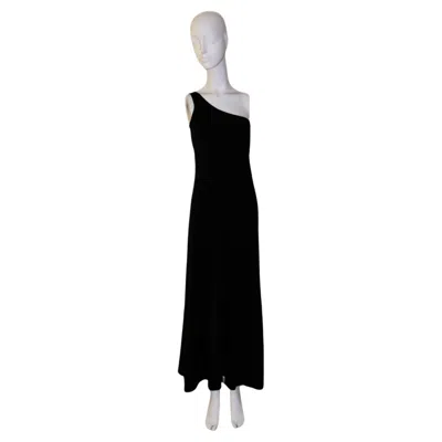 Pre-owned Calvin Klein Collection Nwt's  Black One Shoulder Maxi Dress Evening Gown