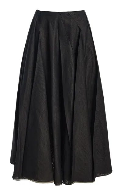 Calvin Klein Collection Oceane Slit Organic-cotton Maxi Skirt In Black