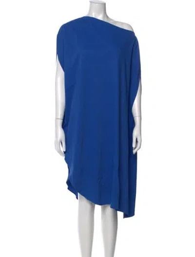 Pre-owned Calvin Klein Collection Off-the-shoulder Knee-length Dress In Blue