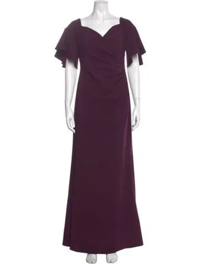 Pre-owned Calvin Klein Collection Off-the-shoulder Long Dress In Purple