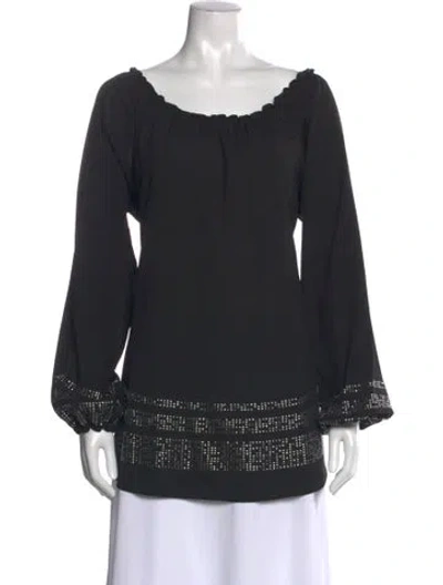 Pre-owned Calvin Klein Collection Off-the-shoulder Long Sleeve Top In Black
