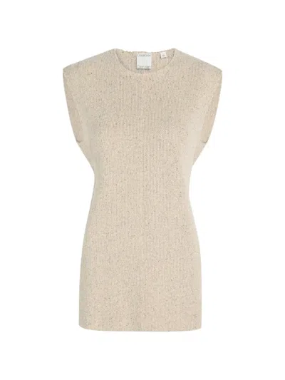 Calvin Klein Collection Padded-shoulder Sweater In Neutral