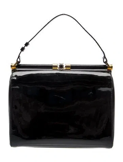 Pre-owned Calvin Klein Collection Patent Leather Top Handle Bag In Black
