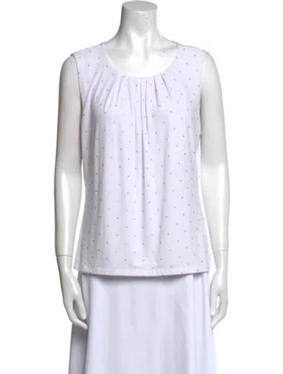 Pre-owned Calvin Klein Collection Polka Dot Print Scoop Neck Polo In White