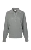 Calvin Klein Collection Polo Buttoned Silk Sweater In Gray