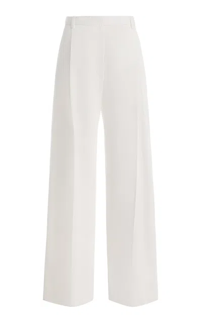 Calvin Klein Collection Reyna Mid-rise Cotton Straight-leg Pants In White
