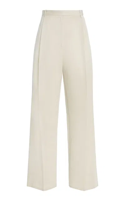Calvin Klein Collection Reyna Mid-rise Cotton-blend Wide-leg Pants In Neutral