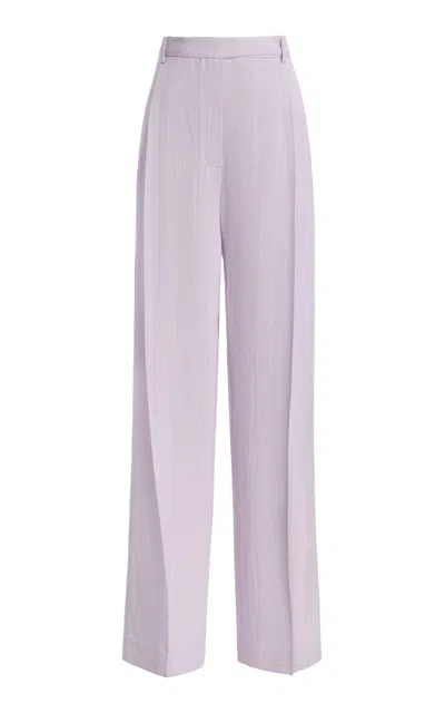 Calvin Klein Collection Reyna Mid-rise Linen-blend Wide-leg Pants In Pink