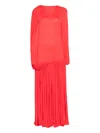 Calvin Klein Collection Sara Draped Pleated Gown In Red