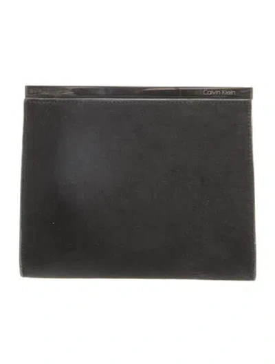 Pre-owned Calvin Klein Collection Satin Evening Bag In Black