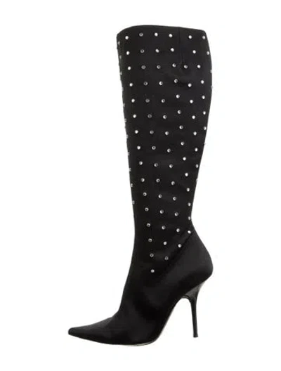 Pre-owned Calvin Klein Collection Satin Patterned Boots In Black