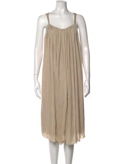 Pre-owned Calvin Klein Collection Scoop Neck Midi Length Dress In Neutral