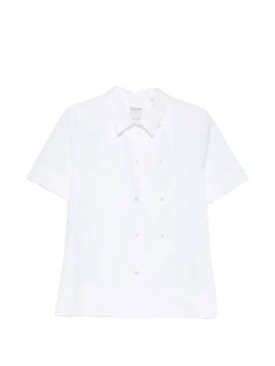 Calvin Klein Collection Short-sleeve Button-up Shirt In White