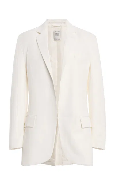 Calvin Klein Collection Sia Tailored Leather Blazer In White