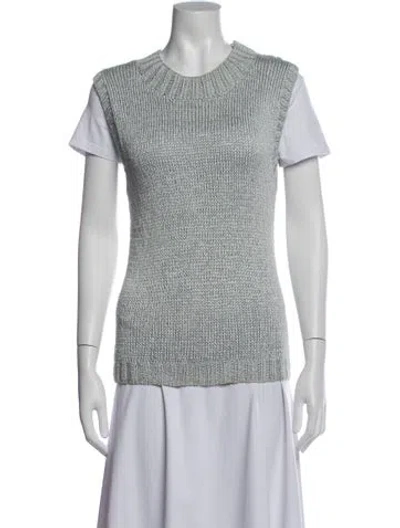 Pre-owned Calvin Klein Collection Silk Crew Neck Sweater In White